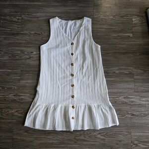 SHEIN White Sleeveless Button-Down Dress